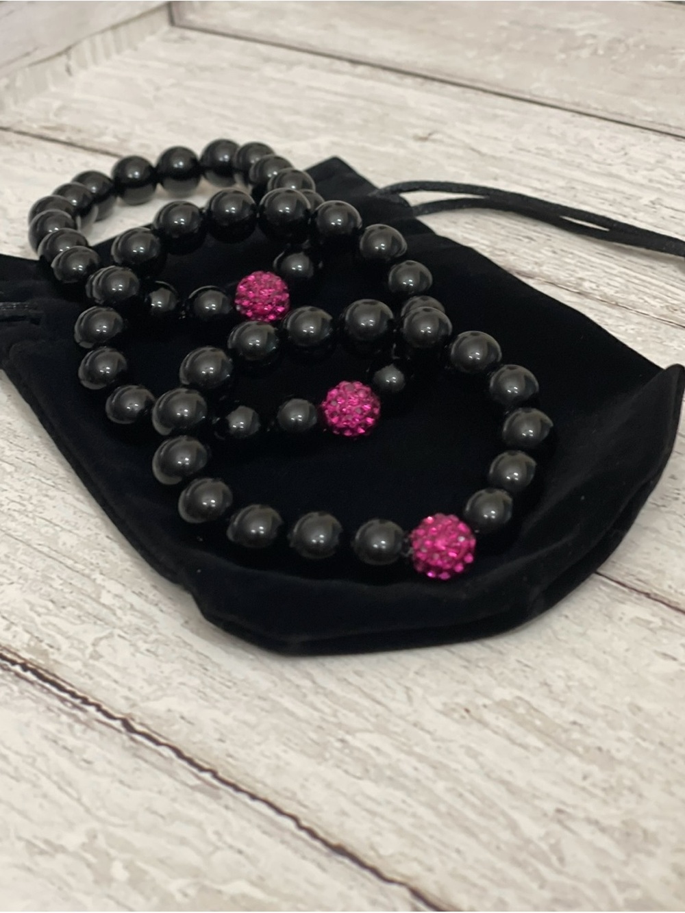 Beautiful Handmade Beautiful Black pearl Shamballa Beaded Bracelet